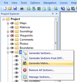 Select the generate matrix option from the sections folder