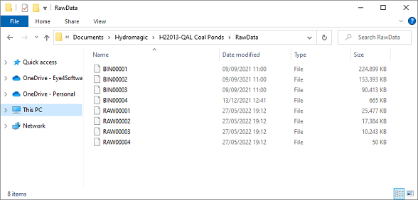 Raw data folder containing return envelope files