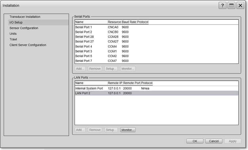 Configuring the EK80 I/O Setup