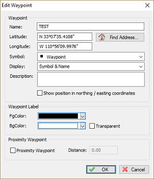 Control point's geographic coordinates