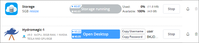 Launch the remote desktop application to connect to the Hydromagic desktop