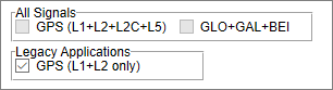 Select which frequencies and constellations your GNSS receiver supports