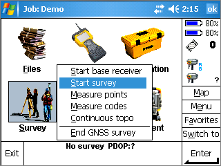 Tap Start Survey to start the initialization