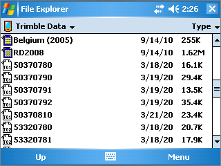 Locate the Trimble Data folder using the File Explorer