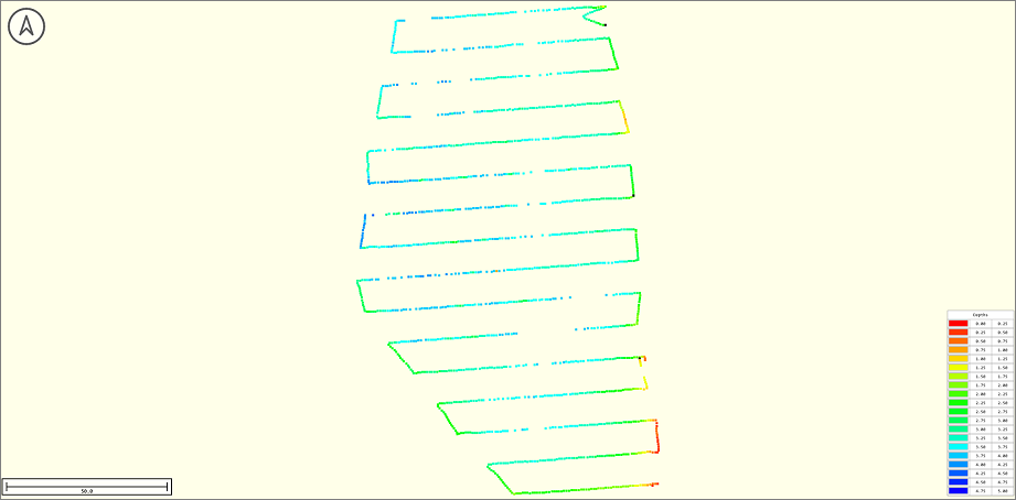 The imported data displayed as raw data files in the map view (with the new color set applied)