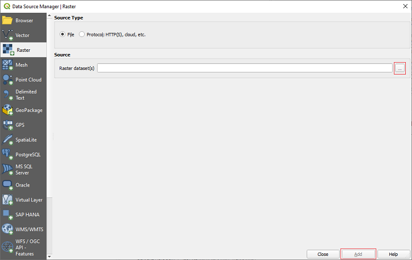 Use the QGIS Data Source Manager to add the raster layer