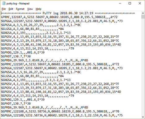 PuTTY resulting logfile