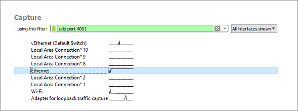 Capture UDP packets on TCP/IP port 4001