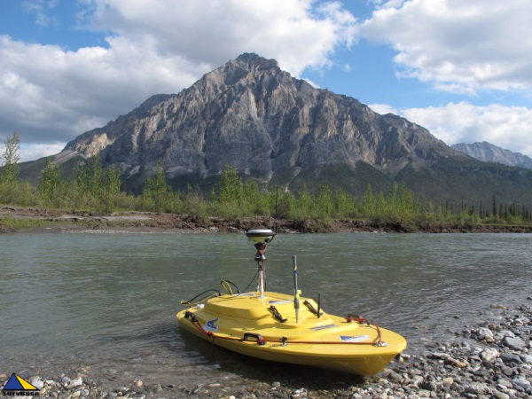 Z-Boat equipped with RTK and total station prism