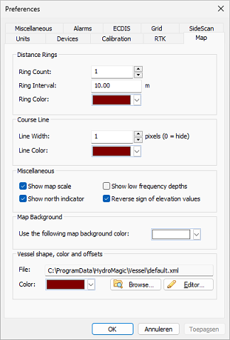 The sign of elevation values can be reversed using the map settings.