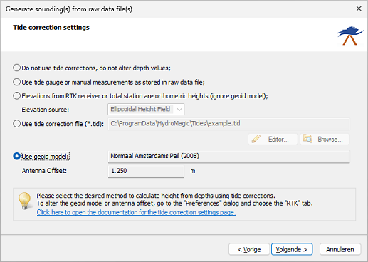 From the Sounding Wizard, select the use geoid model option.