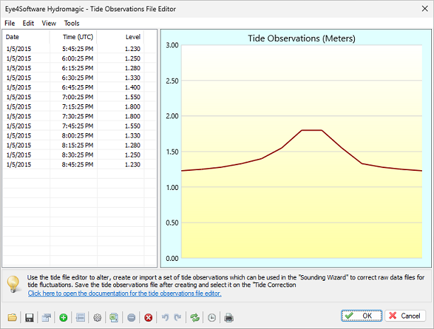 The Tide File Editor can be used to import or edit tide observation data.