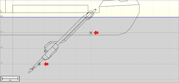 An example of bubbler sensors installed on hull and suction tube.