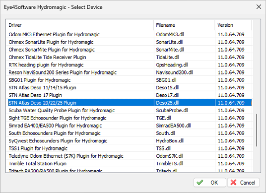 select the STN Atlas DESO20/22/25 plugin for Hydromagic