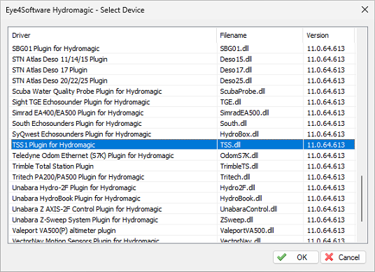 select the TSS1 Motion Sensor plugin from the list of plugins