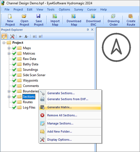 Select the generate matrix option from the sections folder