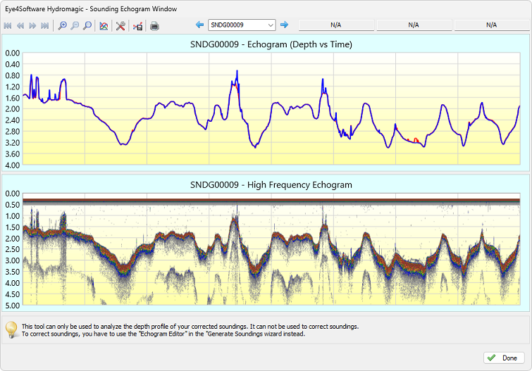 In this example both the echogram and water column data are displayed