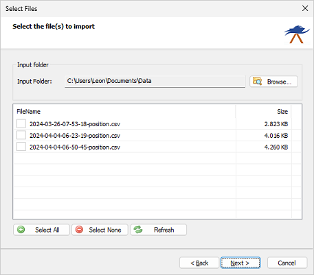 Select file(s) to import