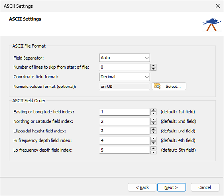 Select which fields contain the data to be used