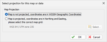 When coordinates are geographic, select WGS84 as coordinate system