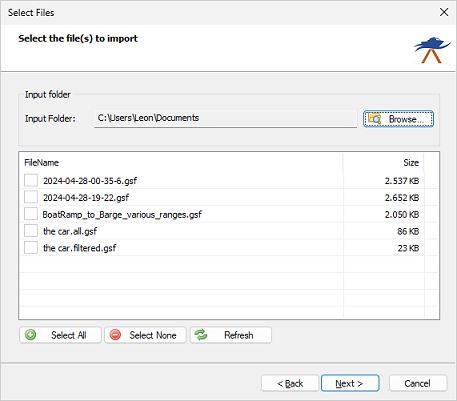 Select file(s) to import