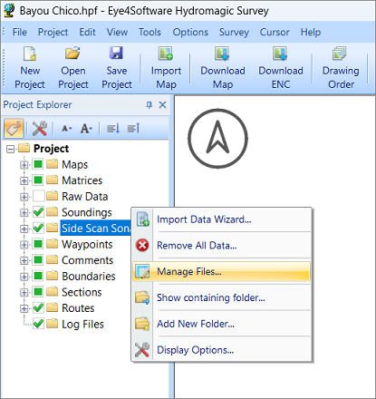 Right click the Side Scan Sonar folder and select Manage Files...